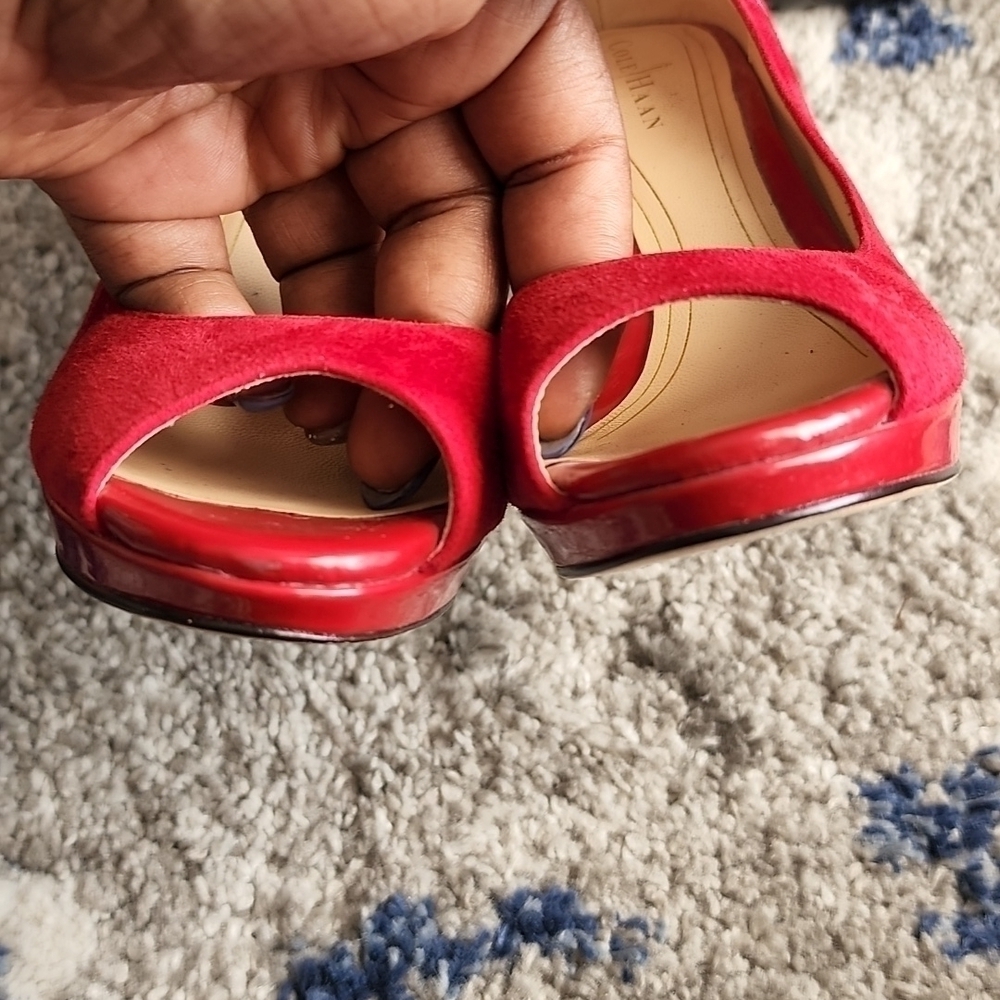Cole Haan peep toe red heels Office Siren Corpcore - Picture 6 of 10